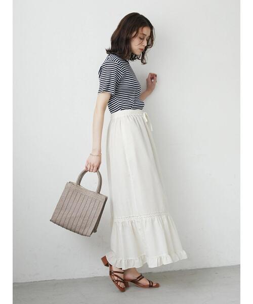 Green　Parks（グリーンパークス）の「コットンレースティアードスカート（スカート・レディース・オレンジ/ブルー/アイボリー・FREE）」の6枚目の写真