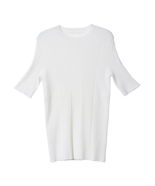 ELENDEEK（エレンディーク）の「ハーフスリーブリブニット（ニット/セーター・レディース・オフホワイト/ブラック/ブルー/ミント/ブラウン・FREE）」の10枚目の写真