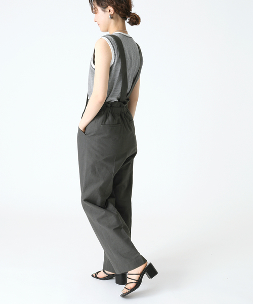 B.C STOCK（ベーセーストック）の「2wayサス付きパンツ（スラックス・レディース・グレー/ライトカーキ/アイボリー・FREE）」の5枚目の写真