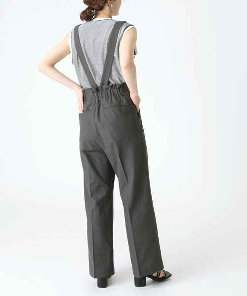 B.C STOCK（ベーセーストック）の「2wayサス付きパンツ（スラックス・レディース・グレー/ライトカーキ/アイボリー・FREE）」の6枚目の写真