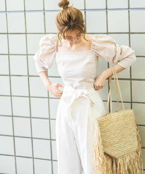 B.C STOCK（ベーセーストック）の「2wayサス付きパンツ（スラックス・レディース・グレー/ライトカーキ/アイボリー・FREE）」の10枚目の写真