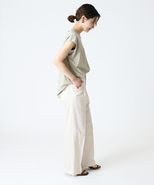 B.C STOCK（ベーセーストック）の「2wayサス付きパンツ（スラックス・レディース・グレー/ライトカーキ/アイボリー・FREE）」の15枚目の写真