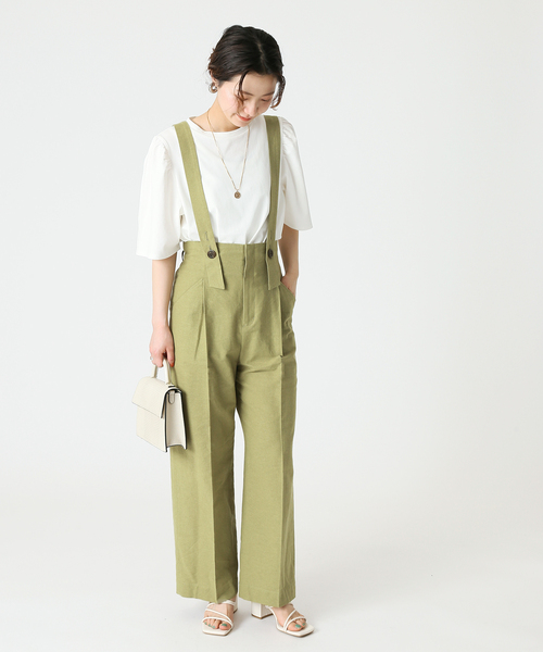 B.C STOCK（ベーセーストック）の「2wayサス付きパンツ（スラックス・レディース・グレー/ライトカーキ/アイボリー・FREE）」の16枚目の写真