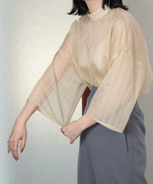 stripe sheer blouse