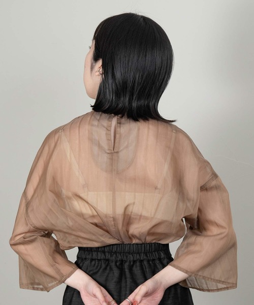 lawgy（ラウジー）の「stripe sheer blouse（シャツ/ブラウス