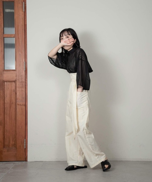 lawgy（ラウジー）の「stripe sheer blouse（シャツ/ブラウス