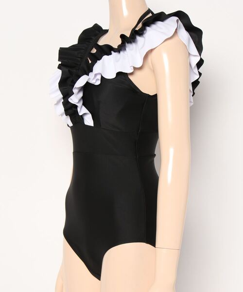 RAVIJOUR ブラック フリルワンピース水着 ラヴィジュール RAVIJOUR フリル ワンピース 【返品不可商品