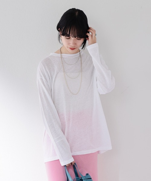 SHENERY(シーナリー)の「シアービッグロンTee(Tシャツ/カットソー・レディース・ブラック/ベージュ/オフホワイト・FREE)」の8枚目の写真