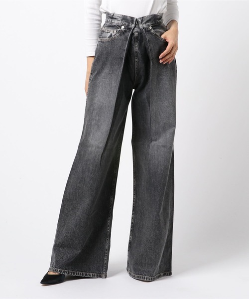 ジョンローレンスサリバン　ウォッシュドデニムワイドパンツ　タック　6 WASHED DENIM WIDE PANTS (LONG LENGTH)（デニムパンツ）｜JOHN