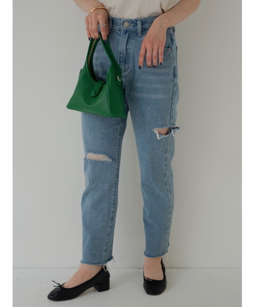 JUMELLE（ジュメロ）の「ダメージカットデニムパンツ（デニムパンツ・レディース・ブルー・SMALL/MEDIUM）」の13枚目の写真