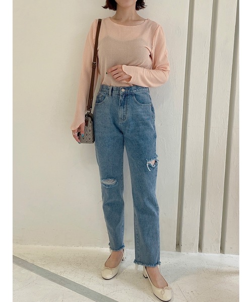 JUMELLE（ジュメロ）の「ダメージカットデニムパンツ（デニムパンツ・レディース・ブルー・SMALL/MEDIUM）」の9枚目の写真