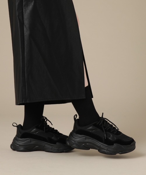 Cheek(チーク)の「ダッドスニーカー(スニーカー・レディース・ブラック/ベージュ・SMALL/MEDIUM/LARGE)」の4枚目の写真