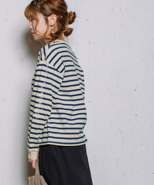 POU DOU DOU（プードゥドゥ）の「USコットン袖プリントロンTee（Tシャツ/カットソー・レディース・ライトブルー/ブラック/オフホワイト/スミクロ・3）」の15枚目の写真