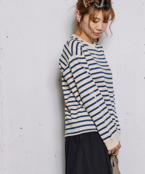 POU DOU DOU（プードゥドゥ）の「USコットン袖プリントロンTee（Tシャツ/カットソー・レディース・ライトブルー/ブラック/オフホワイト/スミクロ・3）」の17枚目の写真