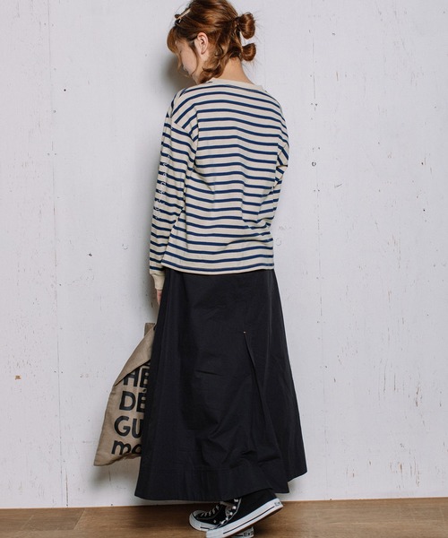 POU DOU DOU（プードゥドゥ）の「USコットン袖プリントロンTee（Tシャツ/カットソー・レディース・ライトブルー/ブラック/オフホワイト/スミクロ・3）」の13枚目の写真