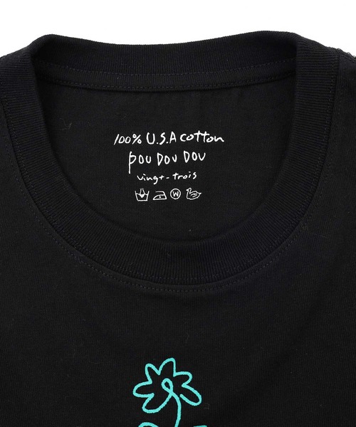 POU DOU DOU（プードゥドゥ）の「USコットン袖プリントロンTee（Tシャツ/カットソー・レディース・ライトブルー/ブラック/オフホワイト/スミクロ・3）」の18枚目の写真