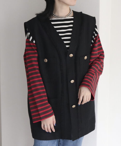 fredy emue(フレディエミュ)の「ツィードジレ ベスト(ベスト・レディース・ブラック/アイボリー・38)」の18枚目の写真