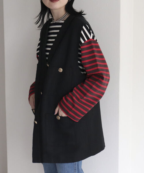 fredy emue(フレディエミュ)の「ツィードジレ ベスト(ベスト・レディース・ブラック/アイボリー・38)」の7枚目の写真