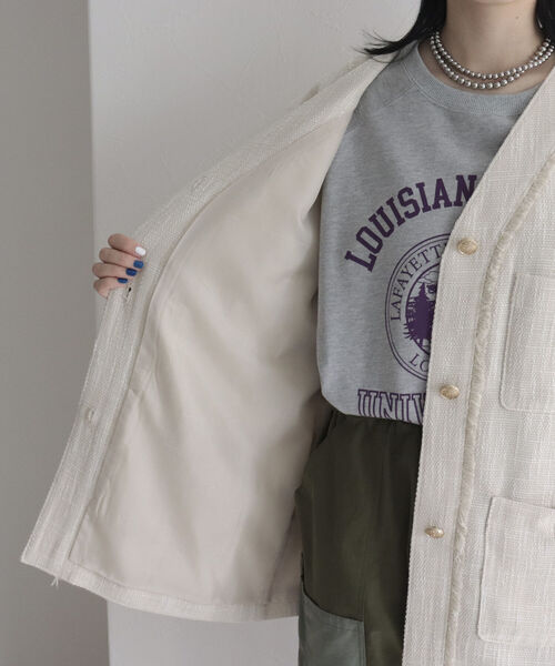 fredy emue(フレディエミュ)の「ツィードジレ ベスト(ベスト・レディース・ブラック/アイボリー・38)」の16枚目の写真