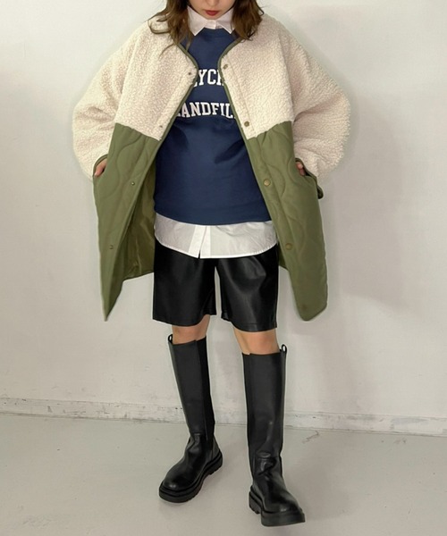 Birthday room(バースデイルーム)の「ボア×キルティングノーカラーブルゾン(ブルゾン・レディース・アイボリー/オリーブ/ブラック・FREE)」の12枚目の写真
