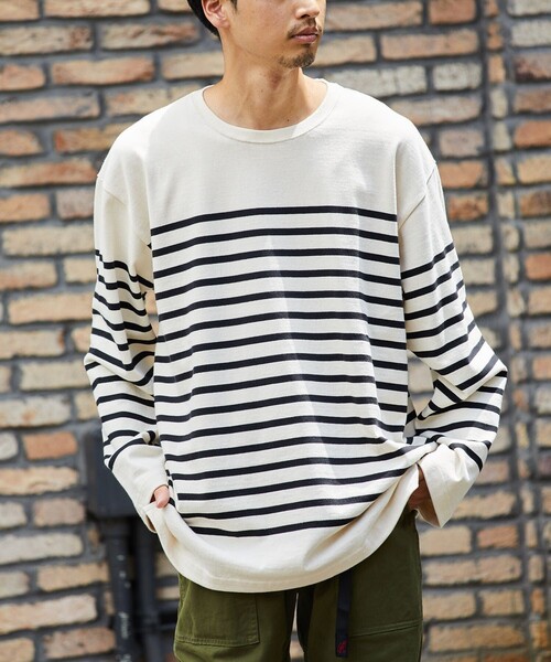 FREAK'S STORE(フリークスストア)の「KONECO/コネーソ KONECO パネルボーダー ロングスリーブTEE(Tシャツ/カットソー・メンズ・ホワイト/ネイビー/オフホワイト・MEDIUM/LARGE)」の3枚目の写真