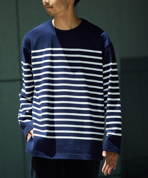 FREAK'S STORE(フリークスストア)の「KONECO/コネーソ KONECO パネルボーダー ロングスリーブTEE(Tシャツ/カットソー・メンズ・ホワイト/ネイビー/オフホワイト・MEDIUM/LARGE)」の13枚目の写真