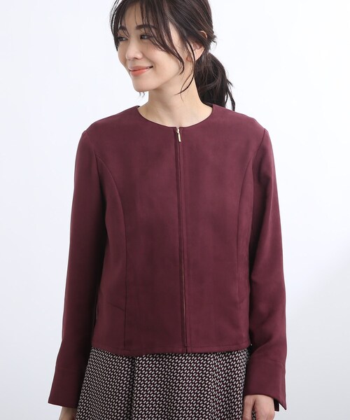 Reflect（リフレクト）の「◆【洗える】スウェード調ジッパーブルゾン（ブルゾン・レディース・サンドベージュ/ボルドー・11/09/17/13/07/15 ）」の4枚目の写真