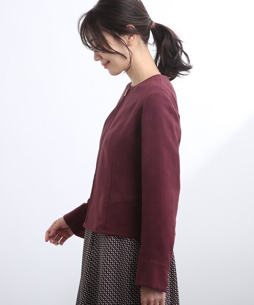 Reflect（リフレクト）の「◆【洗える】スウェード調ジッパーブルゾン（ブルゾン・レディース・サンドベージュ/ボルドー・11/09/17/13/07/15 ）」の5枚目の写真