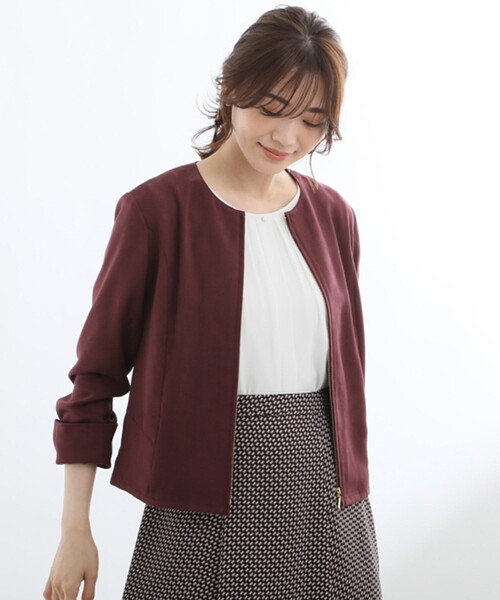 Reflect（リフレクト）の「◆【洗える】スウェード調ジッパーブルゾン（ブルゾン・レディース・サンドベージュ/ボルドー・11/09/17/13/07/15 ）」の12枚目の写真