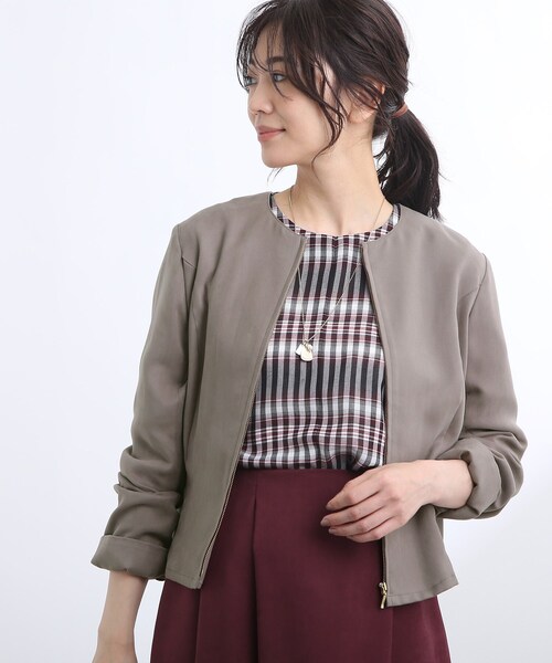 Reflect（リフレクト）の「◆【洗える】スウェード調ジッパーブルゾン（ブルゾン・レディース・サンドベージュ/ボルドー・11/09/17/13/07/15 ）」の17枚目の写真