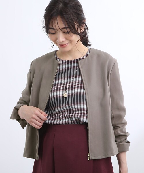 Reflect（リフレクト）の「◆【洗える】スウェード調ジッパーブルゾン（ブルゾン・レディース・サンドベージュ/ボルドー・11/09/17/13/07/15 ）」の18枚目の写真