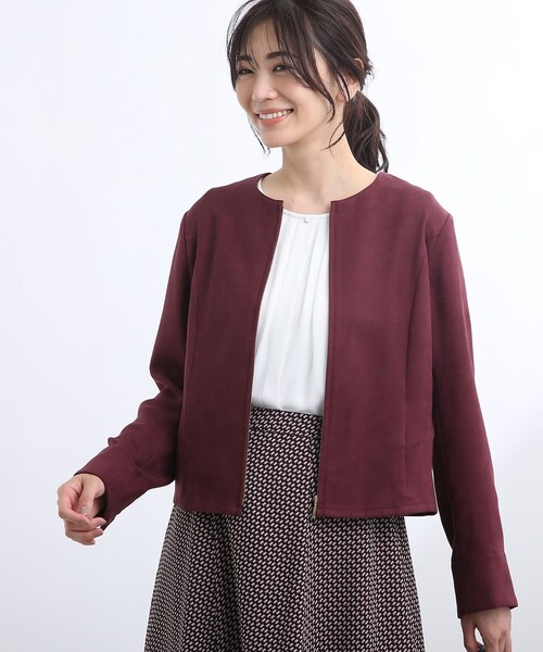 Reflect（リフレクト）の「◆【洗える】スウェード調ジッパーブルゾン（ブルゾン・レディース・サンドベージュ/ボルドー・11/09/17/13/07/15 ）」の21枚目の写真