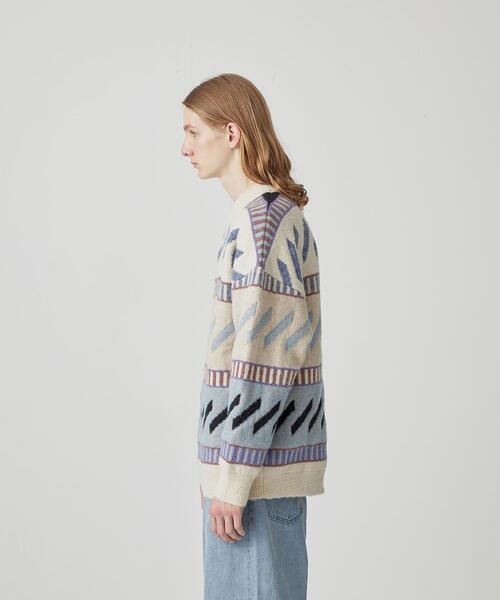 CITEN（シテン）の「＜CITEN＞ ジャカード クルーネック ニット（ニット/セーター・メンズ・ライトブルー・FREE）」の5枚目の写真