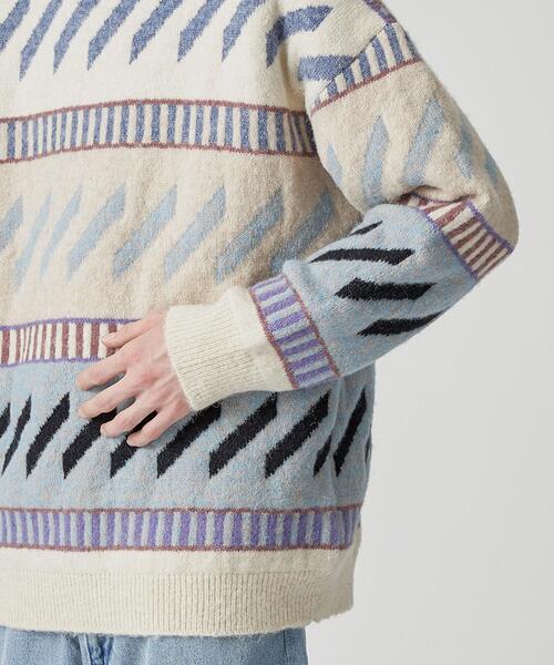 CITEN（シテン）の「＜CITEN＞ ジャカード クルーネック ニット（ニット/セーター・メンズ・ライトブルー・FREE）」の8枚目の写真