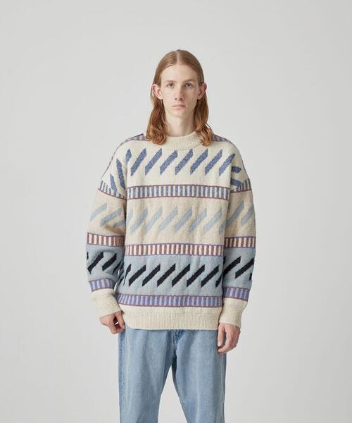 CITEN（シテン）の「＜CITEN＞ ジャカード クルーネック ニット（ニット/セーター・メンズ・ライトブルー・FREE）」の12枚目の写真