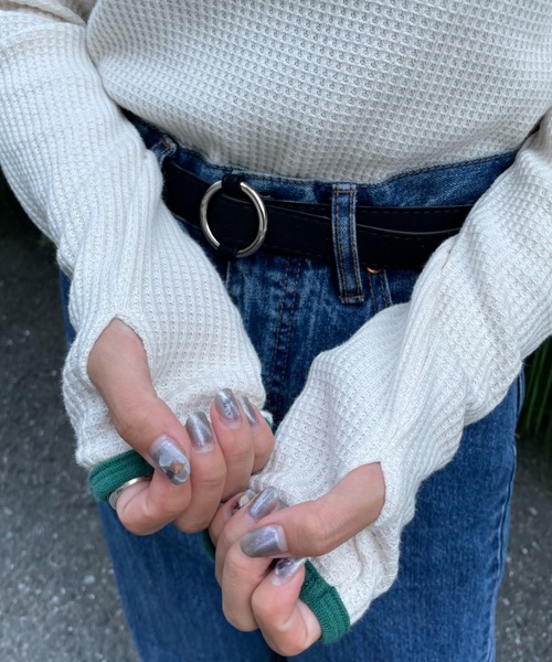 CIAOPANIC（チャオパニック）の「ワッフルバックオープンリンガーtee（Tシャツ/カットソー・レディース・ホワイト/ブラック/ピンク/グリーン・FREE）」の20枚目の写真