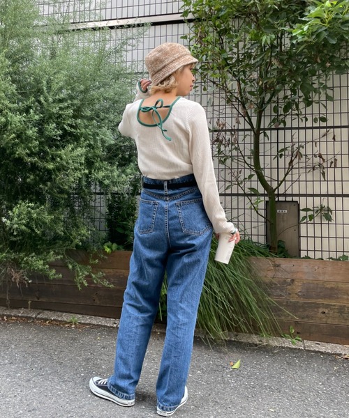 CIAOPANIC（チャオパニック）の「ワッフルバックオープンリンガーtee（Tシャツ/カットソー・レディース・ホワイト/ブラック/ピンク/グリーン・FREE）」の22枚目の写真