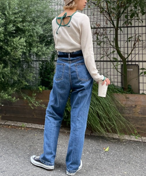 CIAOPANIC（チャオパニック）の「ワッフルバックオープンリンガーtee（Tシャツ/カットソー・レディース・ホワイト/ブラック/ピンク/グリーン・FREE）」の16枚目の写真