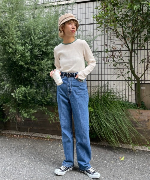 CIAOPANIC（チャオパニック）の「ワッフルバックオープンリンガーtee（Tシャツ/カットソー・レディース・ホワイト/ブラック/ピンク/グリーン・FREE）」の21枚目の写真