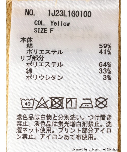 earth music&ecology（アースミュージックアンドエコロジー）の「別注 MICHIGAN ミニ裏毛チュニックパーカー（パーカー・レディース・チャコールグレー/ホワイト系その他/イエロー・FREE）」の11枚目の写真