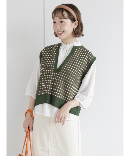 ehka sopo（エヘカソポ）の「スキッパーチェック柄ニットベスト