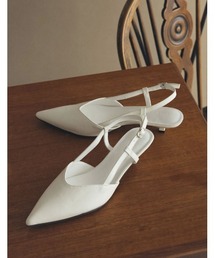 Re:EDIT | [2023S/S SHOES COLLECTION]ポインテッドトゥバックストラップローヒールミュールパンプス(その他シューズ)