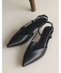 Re:EDIT | [2023S/S SHOES COLLECTION]ポインテッドトゥバックストラップローヒールミュールパンプス(その他シューズ)
