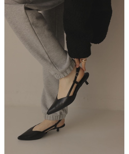 Re:EDIT（リエディ）の「[2023S/S SHOES COLLECTION]ポインテッドトゥバックストラップローヒールミュールパンプス（その他シューズ・レディース・ブラック/ホワイト/グリーン/キャメル/パイソン・LARGE/X-LARGE/SMALL/MEDIUM）」の6枚目の写真