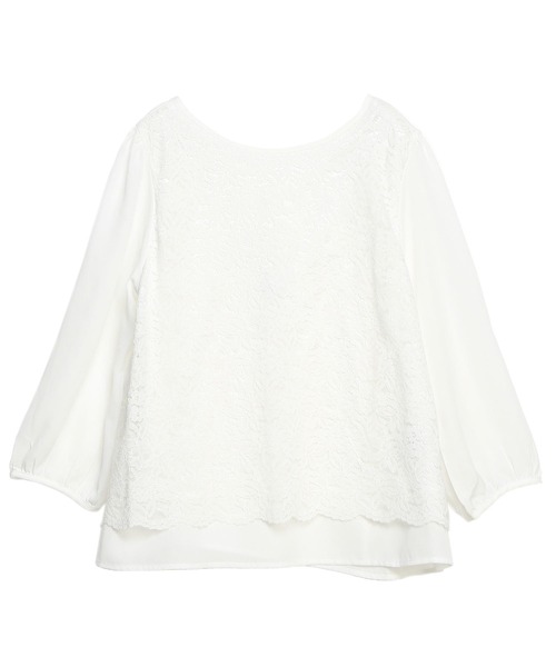 AnNet(アネット)の「【 前後2WAY 】 レース プリーツ 長袖 ブラウス(シャツ/ブラウス・レディース・ホワイト/ブラック・4L/5L/3L)」の1枚目の写真