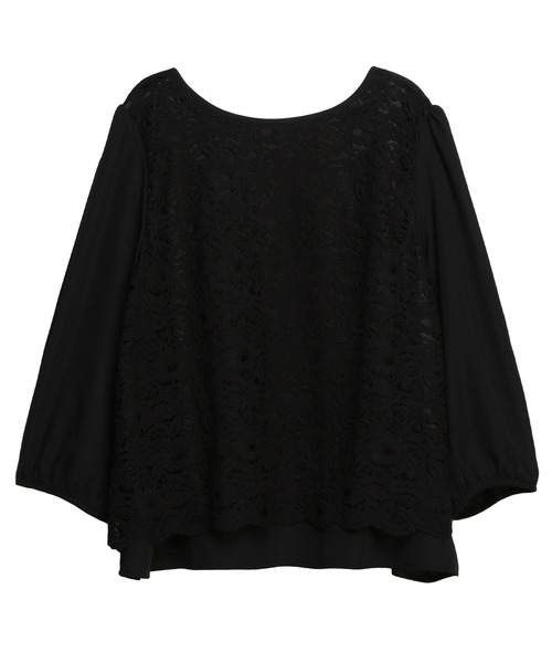 AnNet(アネット)の「【 前後2WAY 】 レース プリーツ 長袖 ブラウス(シャツ/ブラウス・レディース・ホワイト/ブラック・4L/5L/3L)」の2枚目の写真