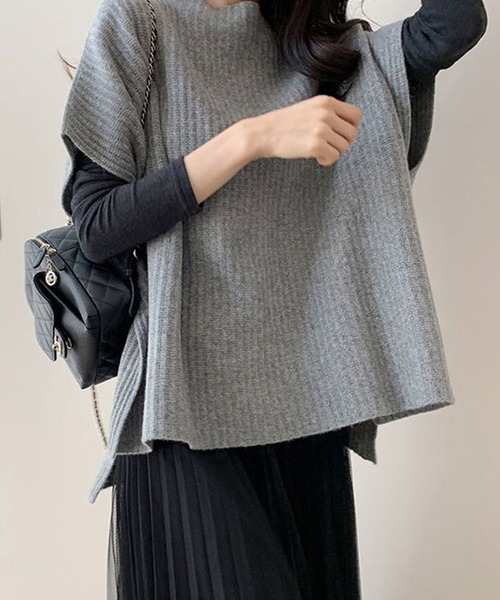 レイヤード風ニットベスト