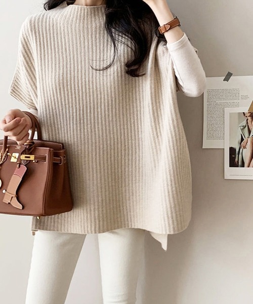 レイヤード風ニットベスト