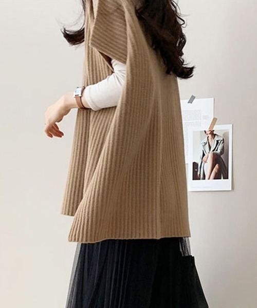 レイヤード風ニットベスト