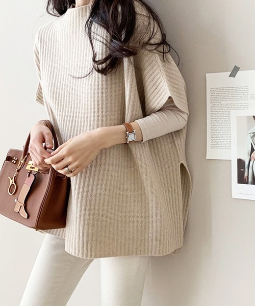 レイヤード風ニットベスト